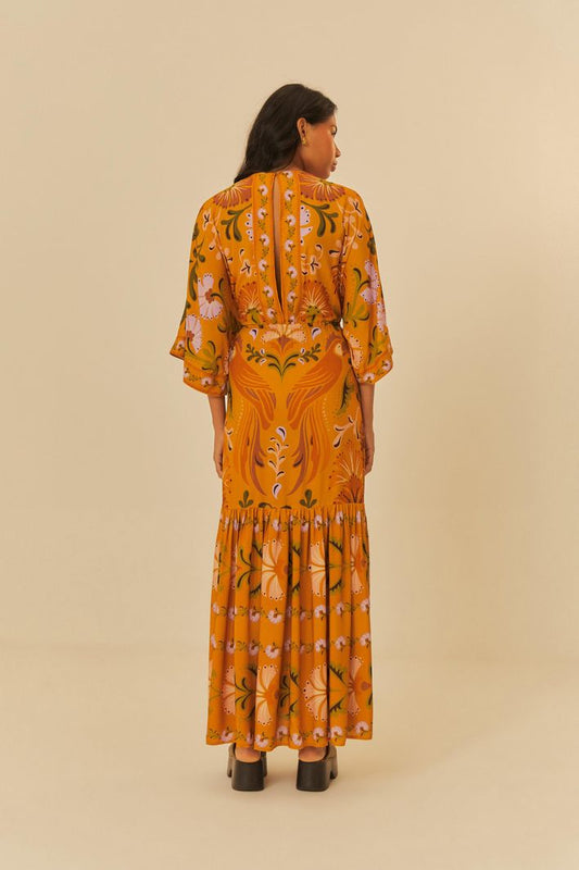vestido longo estampado helena