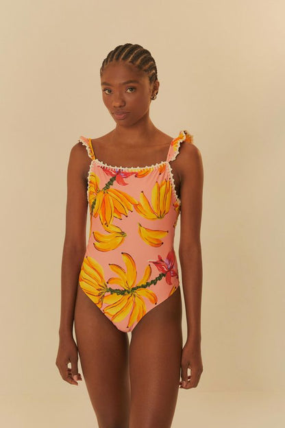maiô artesanal estampado gosto de banana