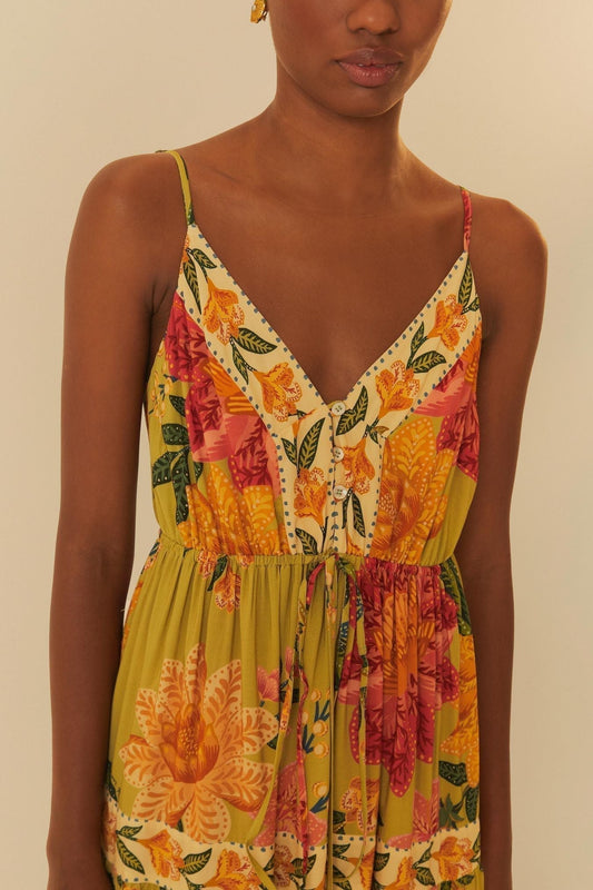 vestido longo estampado arara em flor